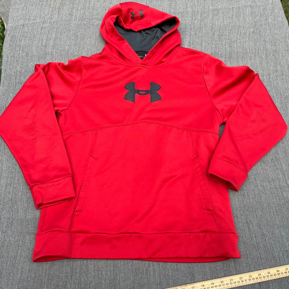 Under Armour Storm1 Hoodie Mens Medium Red Big Logo Sweatshirt 1289045-600